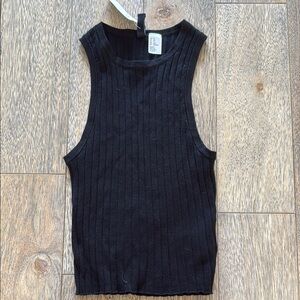 NEW H&M Divided Black Ribbed Knit Sleeveless Tank Top XS